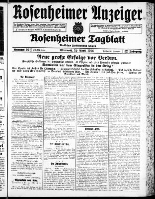 Rosenheimer Anzeiger Mittwoch 19. April 1916