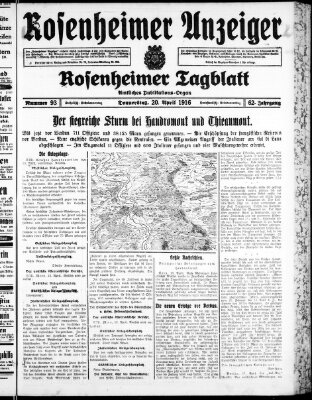 Rosenheimer Anzeiger Donnerstag 20. April 1916