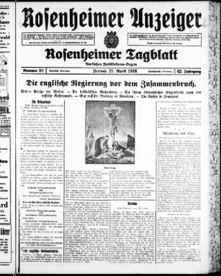 Rosenheimer Anzeiger Freitag 21. April 1916