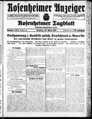 Rosenheimer Anzeiger Samstag 29. April 1916