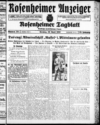 Rosenheimer Anzeiger Sonntag 30. April 1916