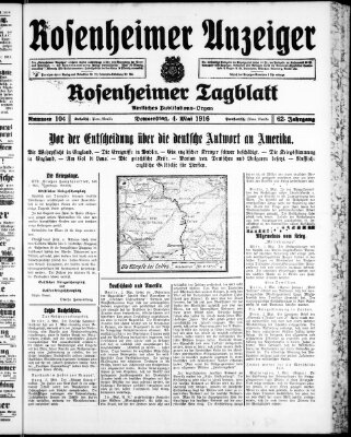 Rosenheimer Anzeiger Donnerstag 4. Mai 1916