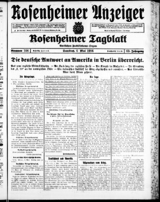 Rosenheimer Anzeiger Samstag 6. Mai 1916