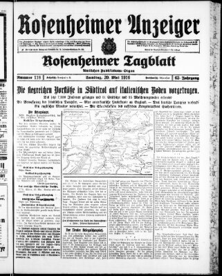 Rosenheimer Anzeiger Samstag 20. Mai 1916