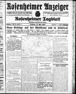 Rosenheimer Anzeiger Dienstag 23. Mai 1916