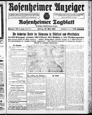 Rosenheimer Anzeiger Freitag 26. Mai 1916