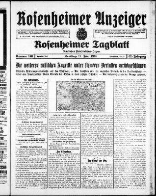 Rosenheimer Anzeiger Samstag 17. Juni 1916