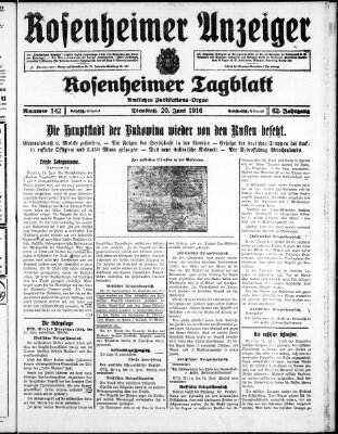 Rosenheimer Anzeiger Dienstag 20. Juni 1916