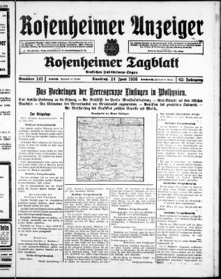 Rosenheimer Anzeiger Samstag 24. Juni 1916