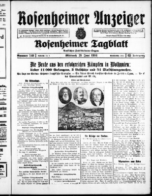 Rosenheimer Anzeiger Mittwoch 28. Juni 1916