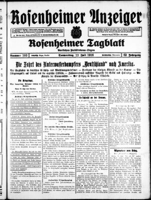 Rosenheimer Anzeiger Donnerstag 13. Juli 1916