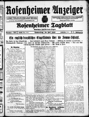 Rosenheimer Anzeiger Donnerstag 20. Juli 1916