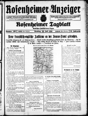 Rosenheimer Anzeiger Samstag 22. Juli 1916