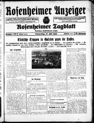 Rosenheimer Anzeiger Donnerstag 27. Juli 1916