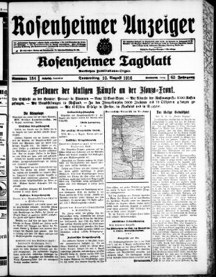 Rosenheimer Anzeiger Donnerstag 10. August 1916