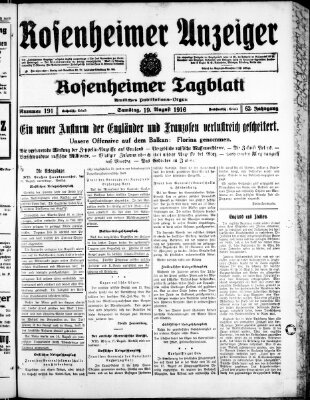 Rosenheimer Anzeiger Samstag 19. August 1916