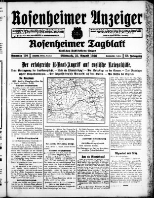 Rosenheimer Anzeiger Mittwoch 23. August 1916