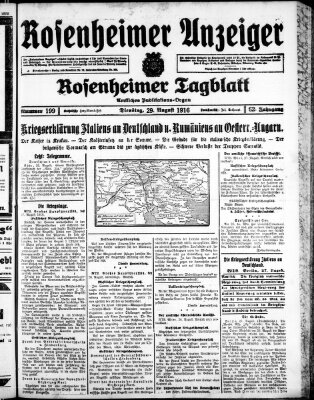 Rosenheimer Anzeiger Dienstag 29. August 1916