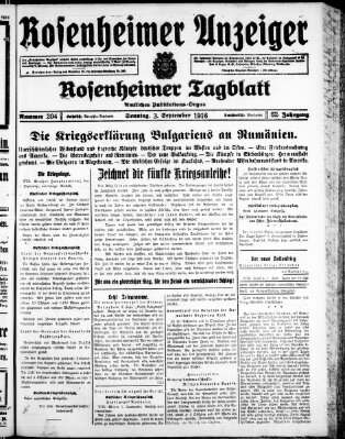 Rosenheimer Anzeiger Sonntag 3. September 1916