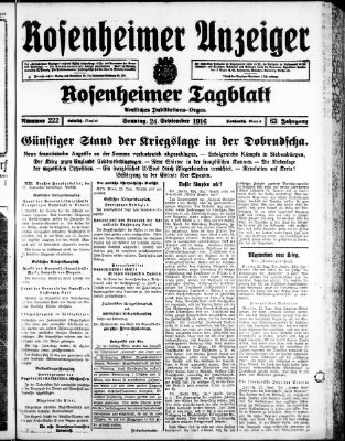 Rosenheimer Anzeiger Sonntag 24. September 1916