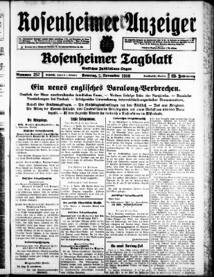 Rosenheimer Anzeiger Sonntag 5. November 1916