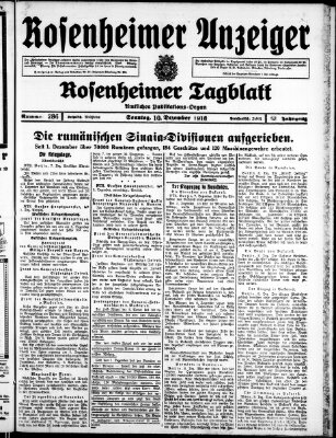 Rosenheimer Anzeiger Sonntag 10. Dezember 1916