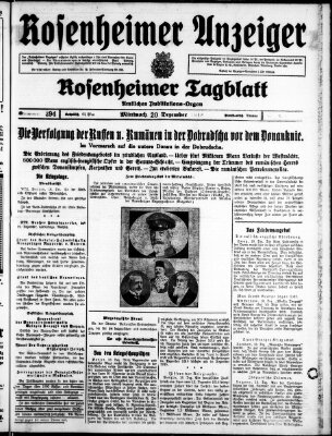 Rosenheimer Anzeiger Mittwoch 20. Dezember 1916