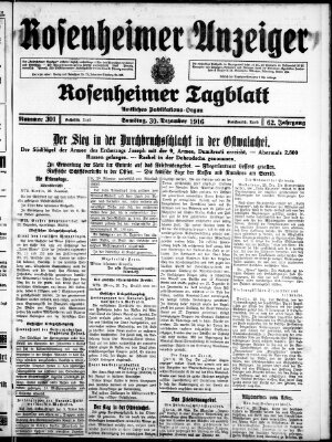 Rosenheimer Anzeiger Samstag 30. Dezember 1916