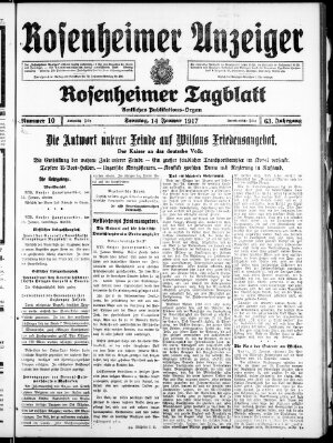 Rosenheimer Anzeiger Sonntag 14. Januar 1917