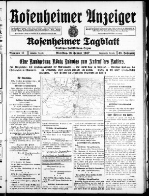 Rosenheimer Anzeiger Dienstag 16. Januar 1917