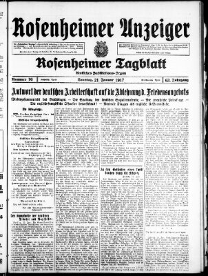 Rosenheimer Anzeiger Sonntag 21. Januar 1917