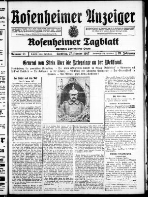 Rosenheimer Anzeiger Samstag 27. Januar 1917