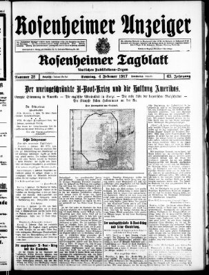 Rosenheimer Anzeiger Sonntag 4. Februar 1917