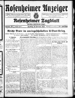 Rosenheimer Anzeiger Samstag 10. Februar 1917