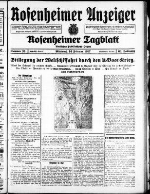 Rosenheimer Anzeiger Mittwoch 14. Februar 1917