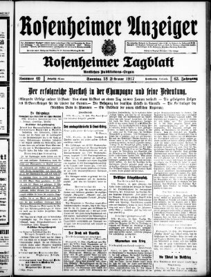 Rosenheimer Anzeiger Sonntag 18. Februar 1917