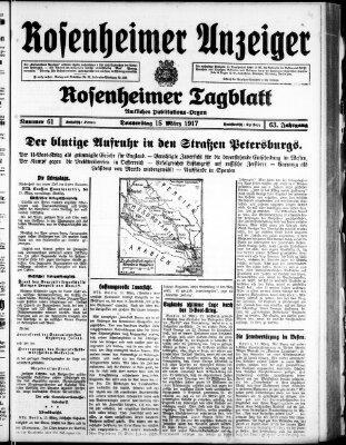 Rosenheimer Anzeiger Donnerstag 15. März 1917