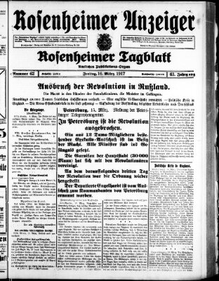 Rosenheimer Anzeiger Freitag 16. März 1917