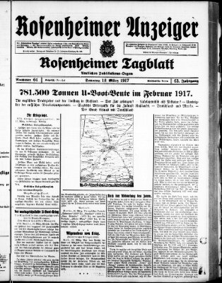 Rosenheimer Anzeiger Sonntag 18. März 1917