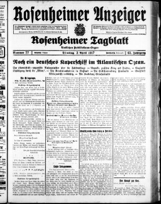 Rosenheimer Anzeiger Dienstag 3. April 1917