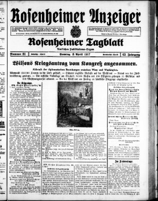 Rosenheimer Anzeiger Sonntag 8. April 1917