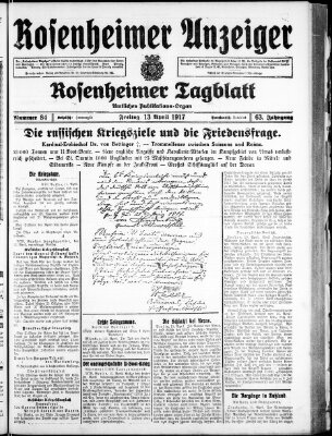 Rosenheimer Anzeiger Freitag 13. April 1917