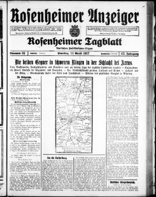 Rosenheimer Anzeiger Samstag 14. April 1917