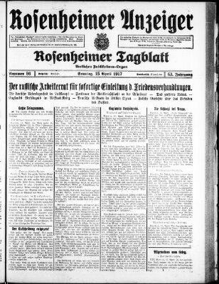 Rosenheimer Anzeiger Sonntag 15. April 1917