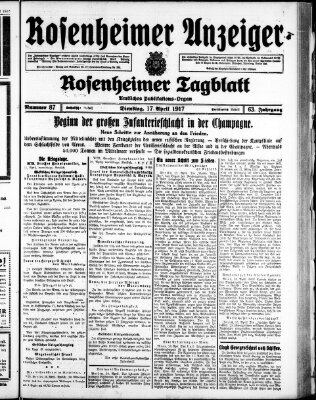 Rosenheimer Anzeiger Dienstag 17. April 1917