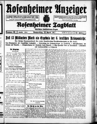 Rosenheimer Anzeiger Donnerstag 19. April 1917