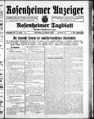 Rosenheimer Anzeiger Dienstag 24. April 1917