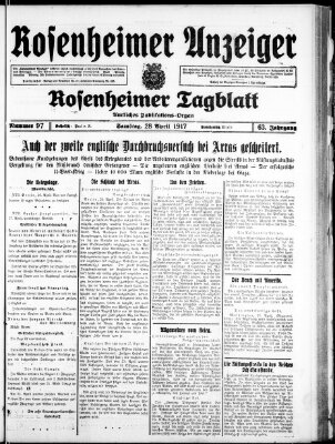 Rosenheimer Anzeiger Samstag 28. April 1917