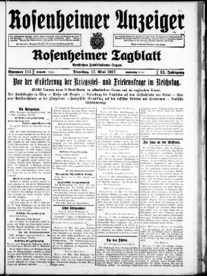 Rosenheimer Anzeiger Dienstag 15. Mai 1917