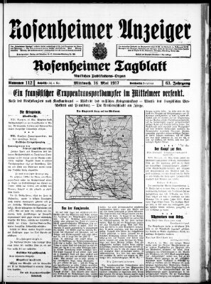 Rosenheimer Anzeiger Mittwoch 16. Mai 1917